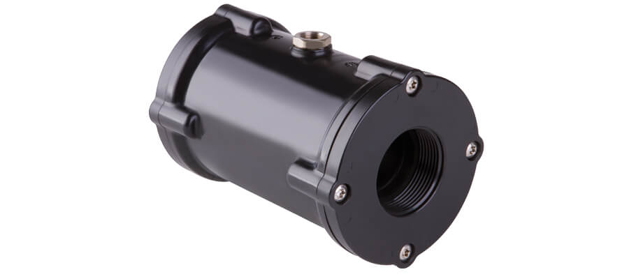 Válvula de manguito neumática de la serie VMP, modelo de plástico POM negro, rosca interior según DIN EN ISO 228 "G" o ANSI/ASME B1.20.1 "NPT"